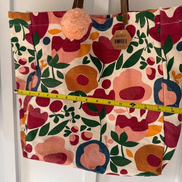 Floral Themed Eccolo Canvas Women's Tote Bag - Picture 5 of 7